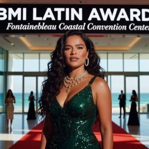 Karol G accepting an award at the 2026 BMI Latin Awards ceremony.